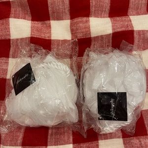 Philosophy White Loofah Shower Bath Poof Sponges NEW Lot of 2